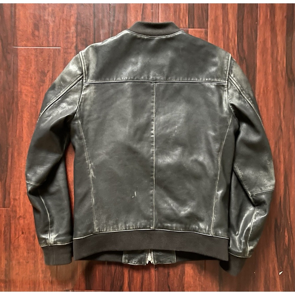 All Saints Kino Oversized Leather Bomber Jacket Black Mens Size Small MSRP $599 - Picture 6 of 13